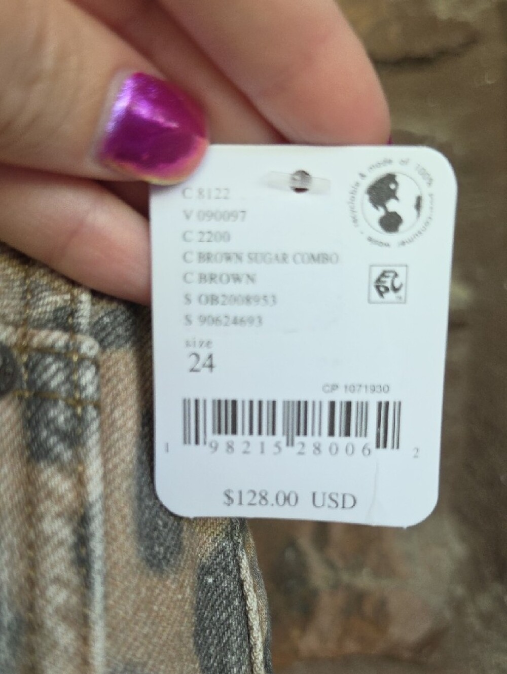 We The Free Leopard Barrel Jeams BNWT Sz 24 - Picture 5 of 5